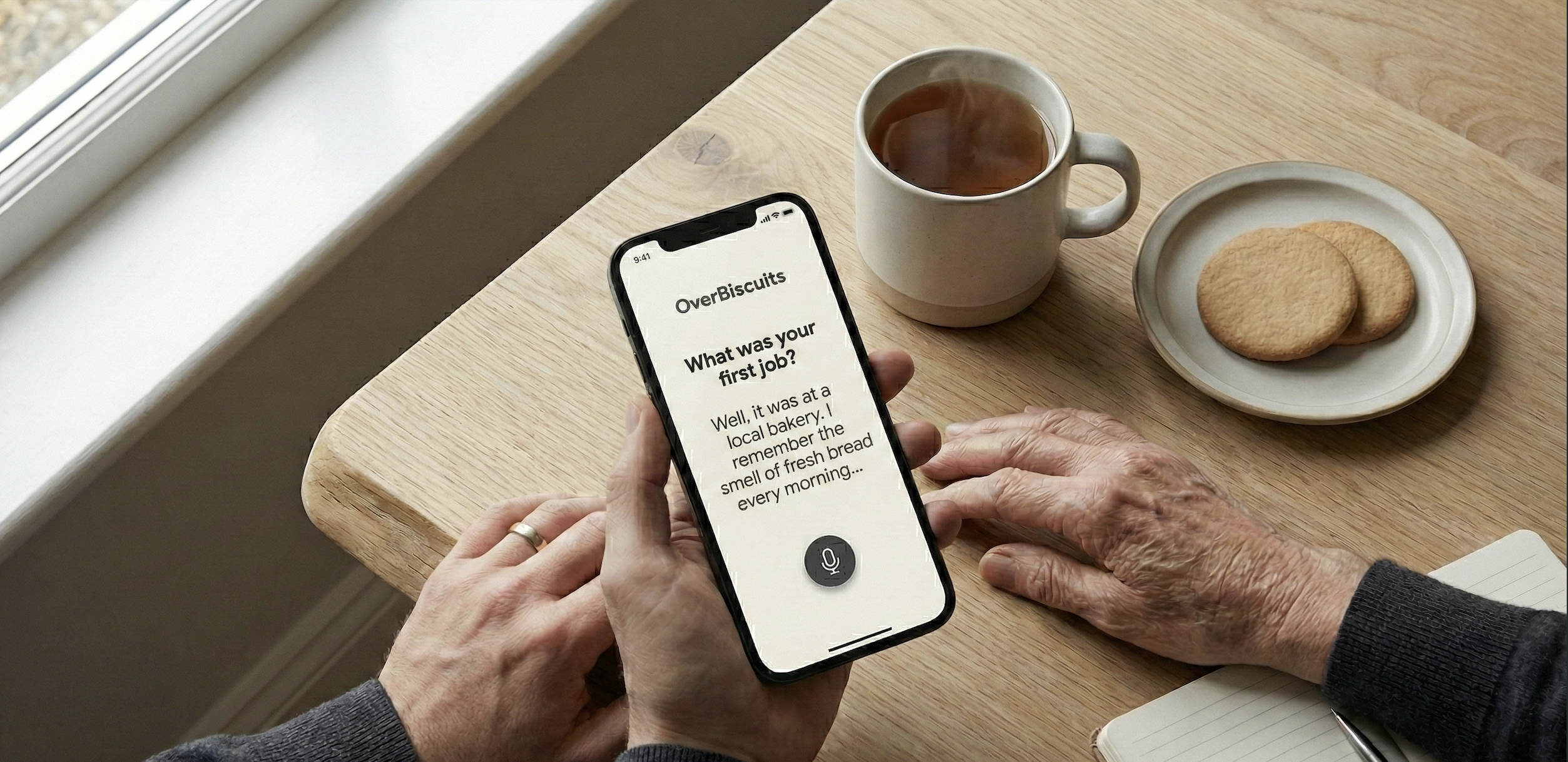 Grandmother and grandchild sharing stories over biscuits